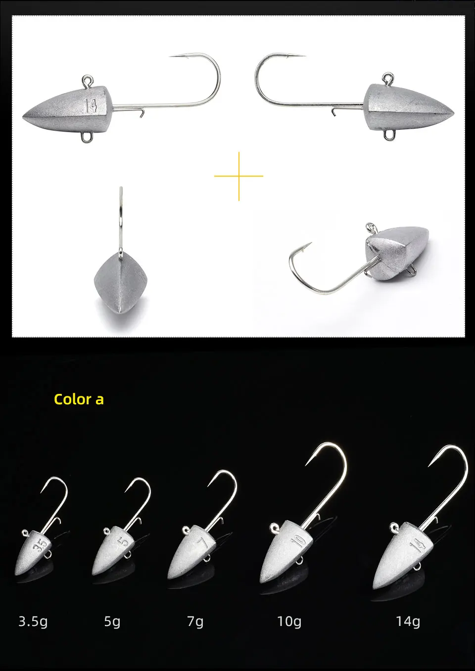 BLUX Dart Jighead Fishhooks 3.5g 5g 7g 10g 14g Worm Fishing Lure Hook Soft Lure Jig Head Artificial Bait Fishing Tackle