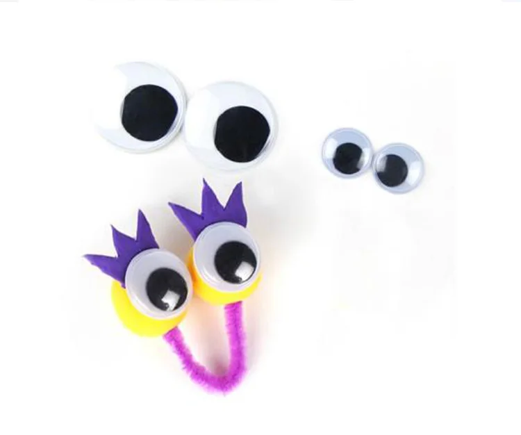 DIY Wiggly Googly Eyes Black White Self-Adhesive Doll Eye Movable Simulation Animal Eyeball Kindergarten Children Craft Supplies