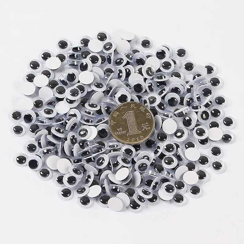 DIY Wiggly Googly Eyes Black White Self-Adhesive Doll Eye Movable Simulation Animal Eyeball Kindergarten Children Craft Supplies