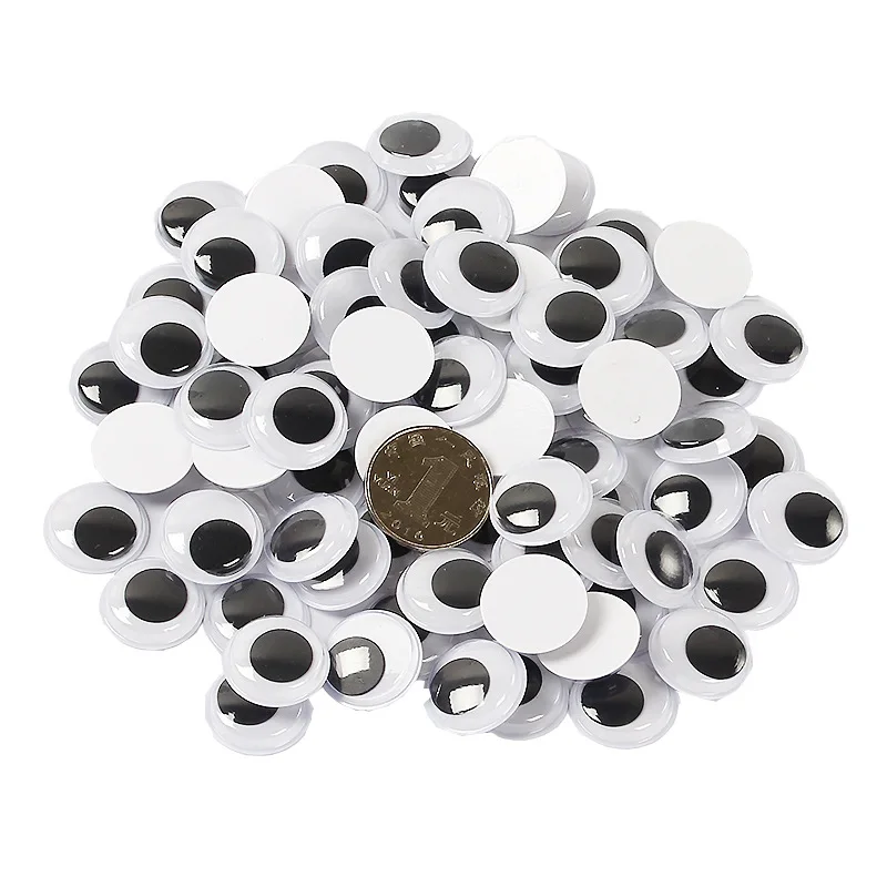 DIY Wiggly Googly Eyes Black White Self-Adhesive Doll Eye Movable Simulation Animal Eyeball Kindergarten Children Craft Supplies