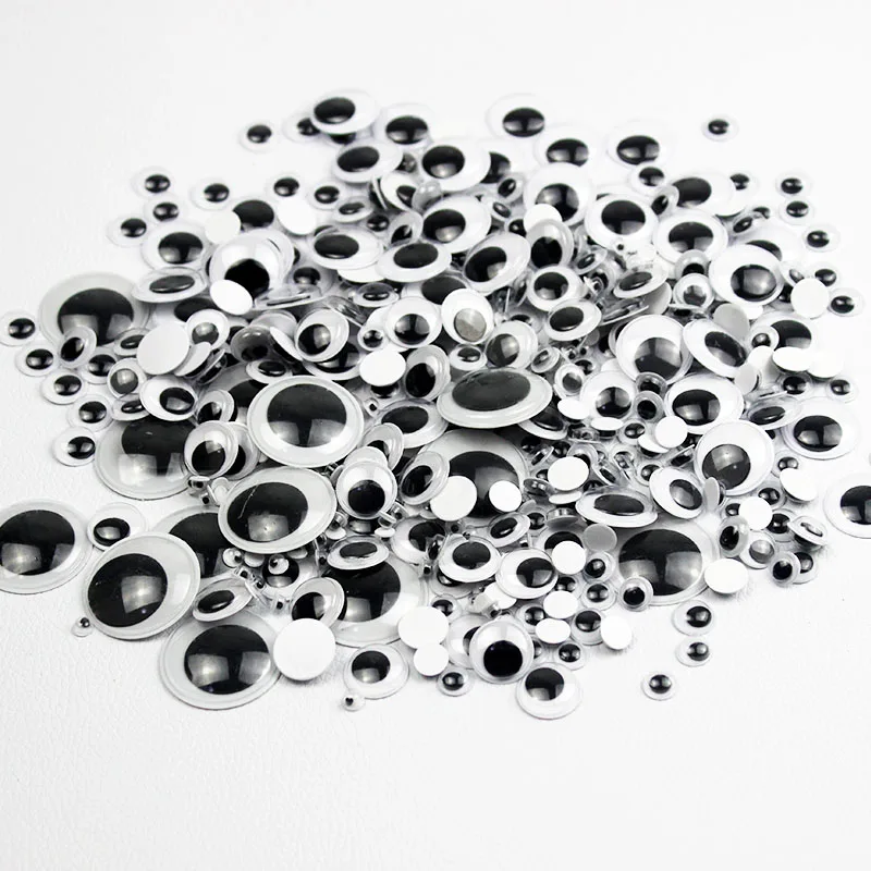 DIY Wiggly Googly Eyes Black White Self-Adhesive Doll Eye Movable Simulation Animal Eyeball Kindergarten Children Craft Supplies