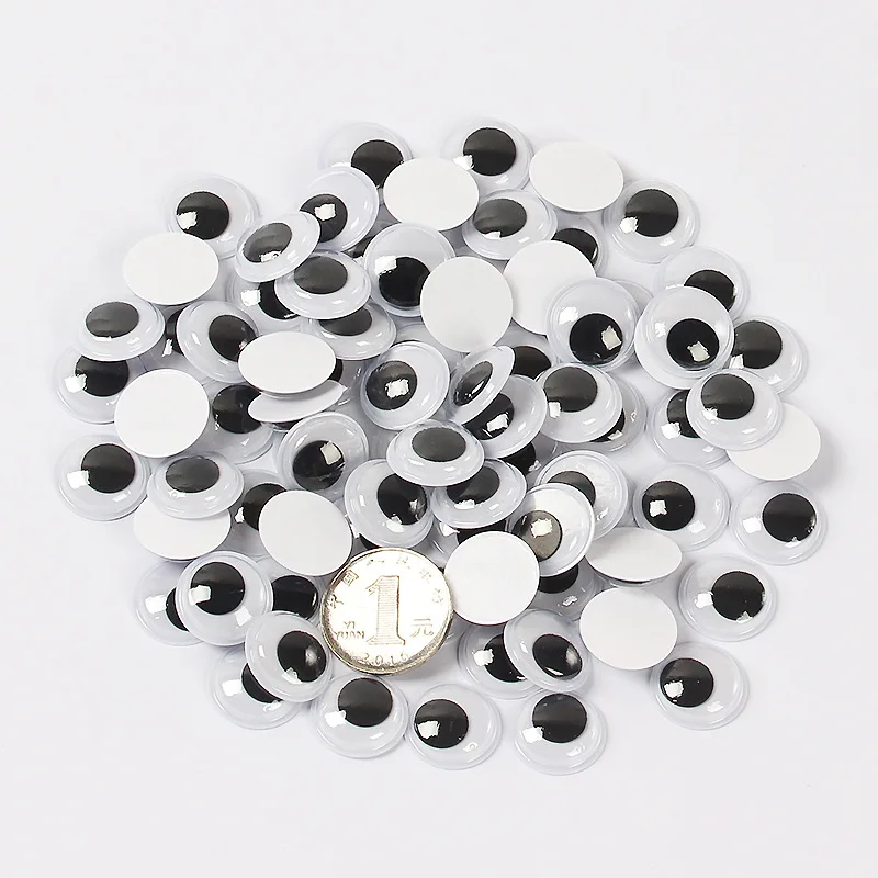 DIY Wiggly Googly Eyes Black White Self-Adhesive Doll Eye Movable Simulation Animal Eyeball Kindergarten Children Craft Supplies