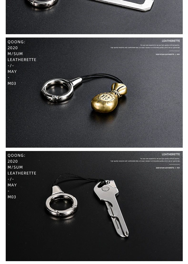 2 PCS Multifunction Key Chain Holder Black Rope Phone Lanyard Key Ring Metal Car Keychain U Disk ID Cards Keyring Men Women M03