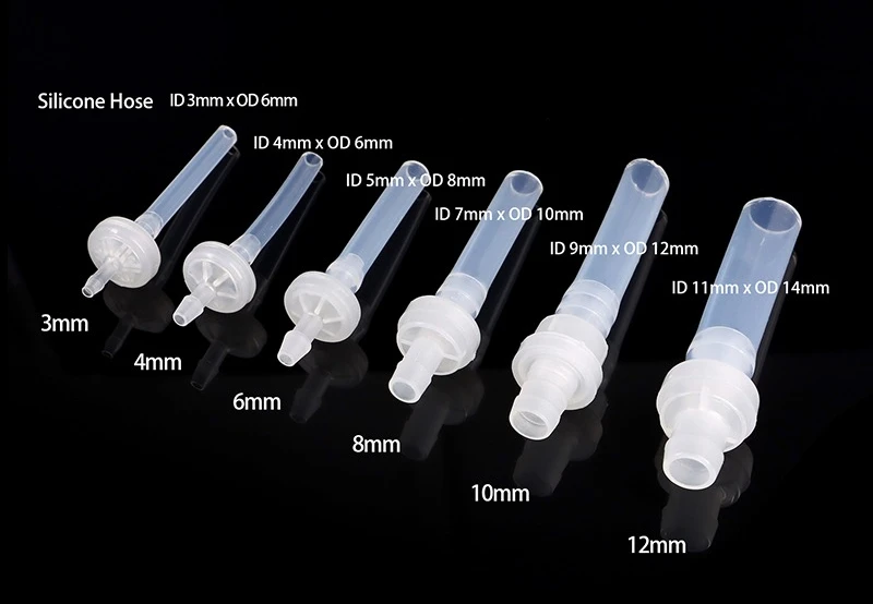 Diameter 3mm 4mm 5mm 6mm 8mm 10mm 12mm Plastic Check Valve One-Way Pagoda Inline Non-Return Gas Liquid Water Fluid Stopper