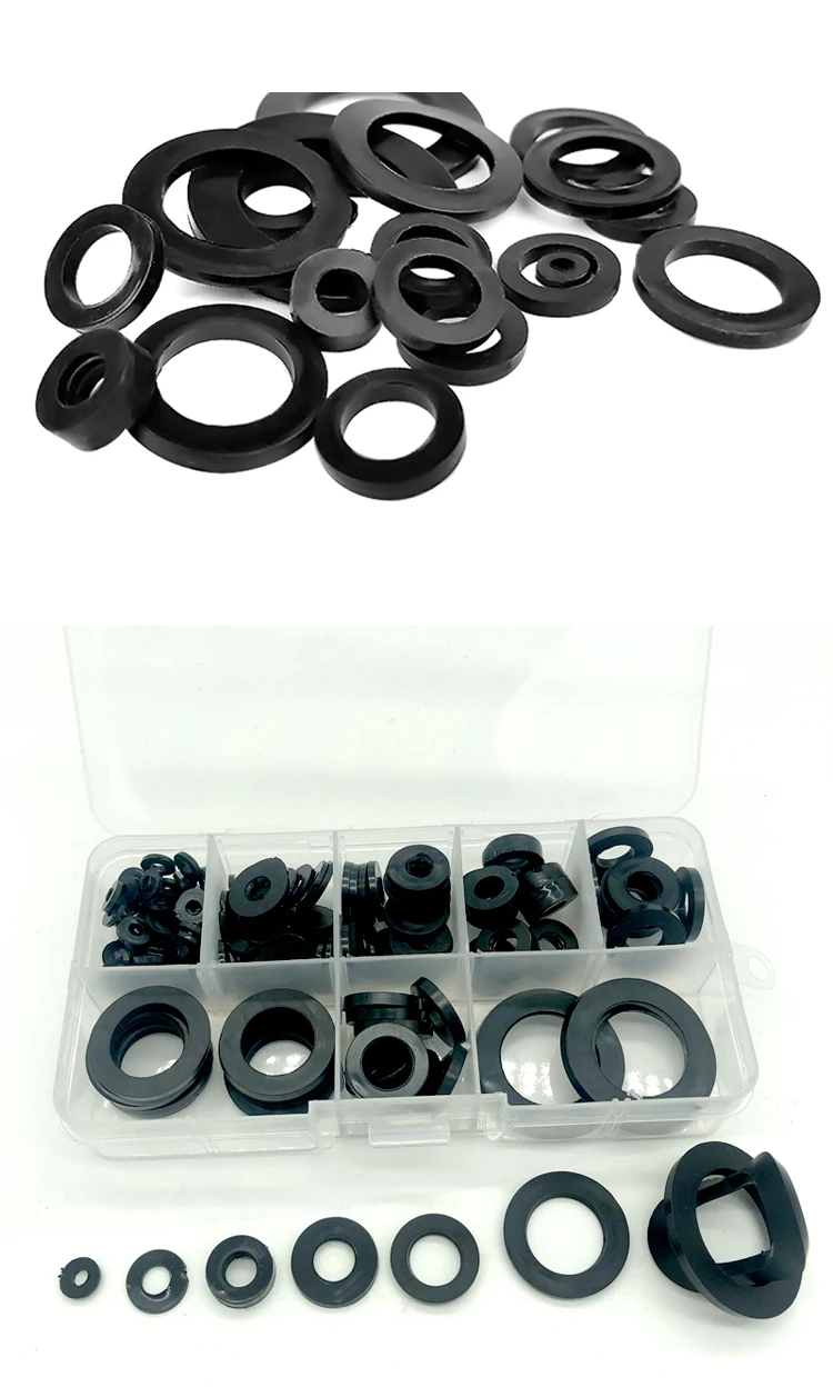8 Sizes Black Insulation Sealing Ring Rubber Flat Washer Gasket Assortment Kit M3 M4 M5 M6 M8 M10 M15 M20 Home Improvement