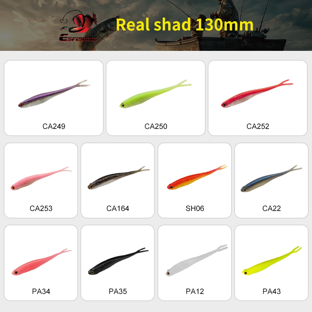 ESFISHING Soft Fishing Lures Real Shad 130mm Pesca Baits Minnow Jigging Lure Isca Artificial Fishing for Pike Trout