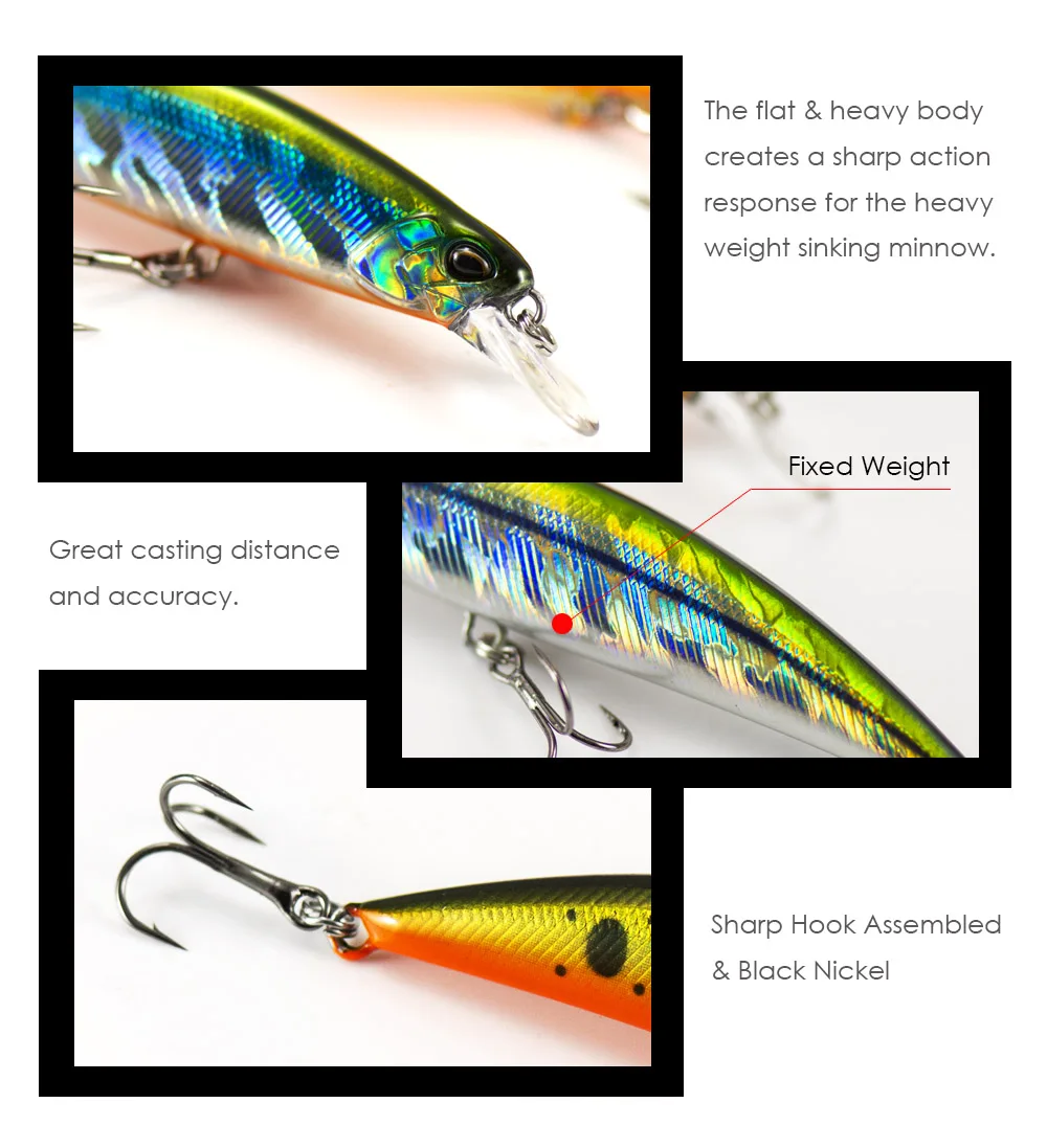 COUNTBASS Sinking Minnow 45mm 60mm 70mm 80mm 95mm Hard Baits Fishing Lures Wobblers Crankbaits Perch Leurre Angler’s Lure