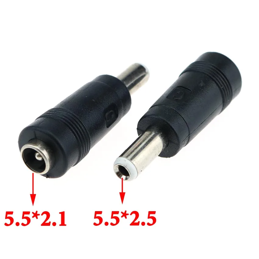 1pcs 5.5*2.5 / 2.1 Mm Female to 5.5*2.1 / 2.5 Mm Male DC Power Connector Adapter Laptop 5.5*2.1 to 5.5*2.5 Charging Converter