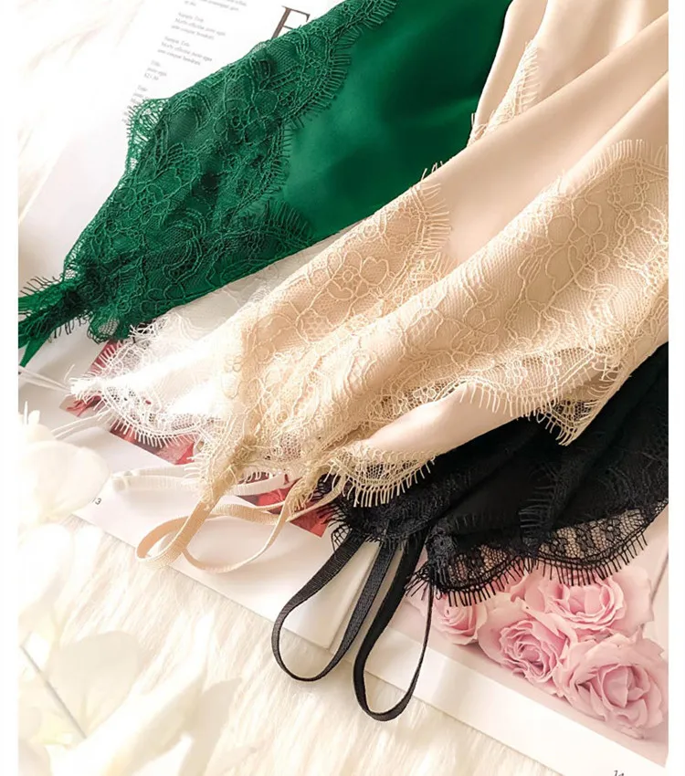 Sexy Lace Camisole Women Silk V-neck Tops Summer New Sleeveless Casual Tank Tops Female Slim Soft Satin Basic Tops Plus Size