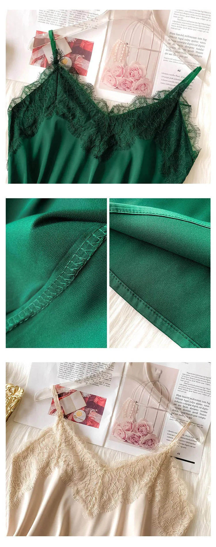 Sexy Lace Camisole Women Silk V-neck Tops Summer New Sleeveless Casual Tank Tops Female Slim Soft Satin Basic Tops Plus Size