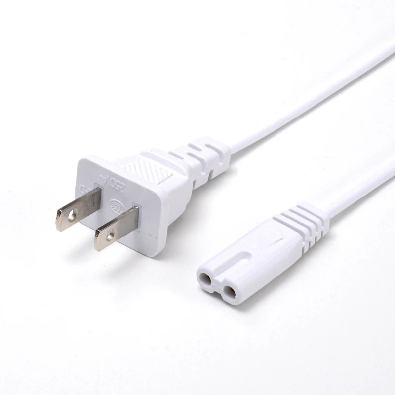 2 Pin Prong US EU to C7 C8 Extension Cable LED Light Power Cord American European Figure 8 Laptop Power Cable For PS4 1.5M 0.6M