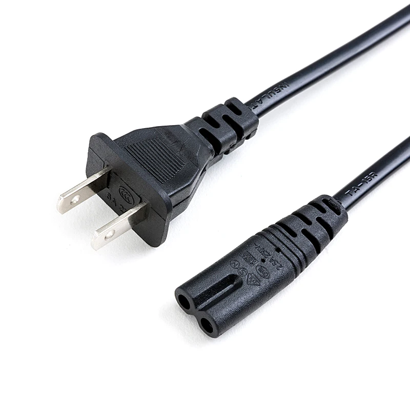 2 Pin Prong US EU to C7 C8 Extension Cable LED Light Power Cord American European Figure 8 Laptop Power Cable For PS4 1.5M 0.6M