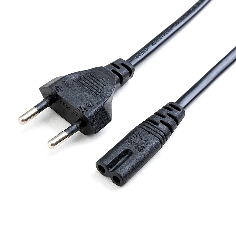 2 Pin Prong US EU to C7 C8 Extension Cable LED Light Power Cord American European Figure 8 Laptop Power Cable For PS4 1.5M 0.6M