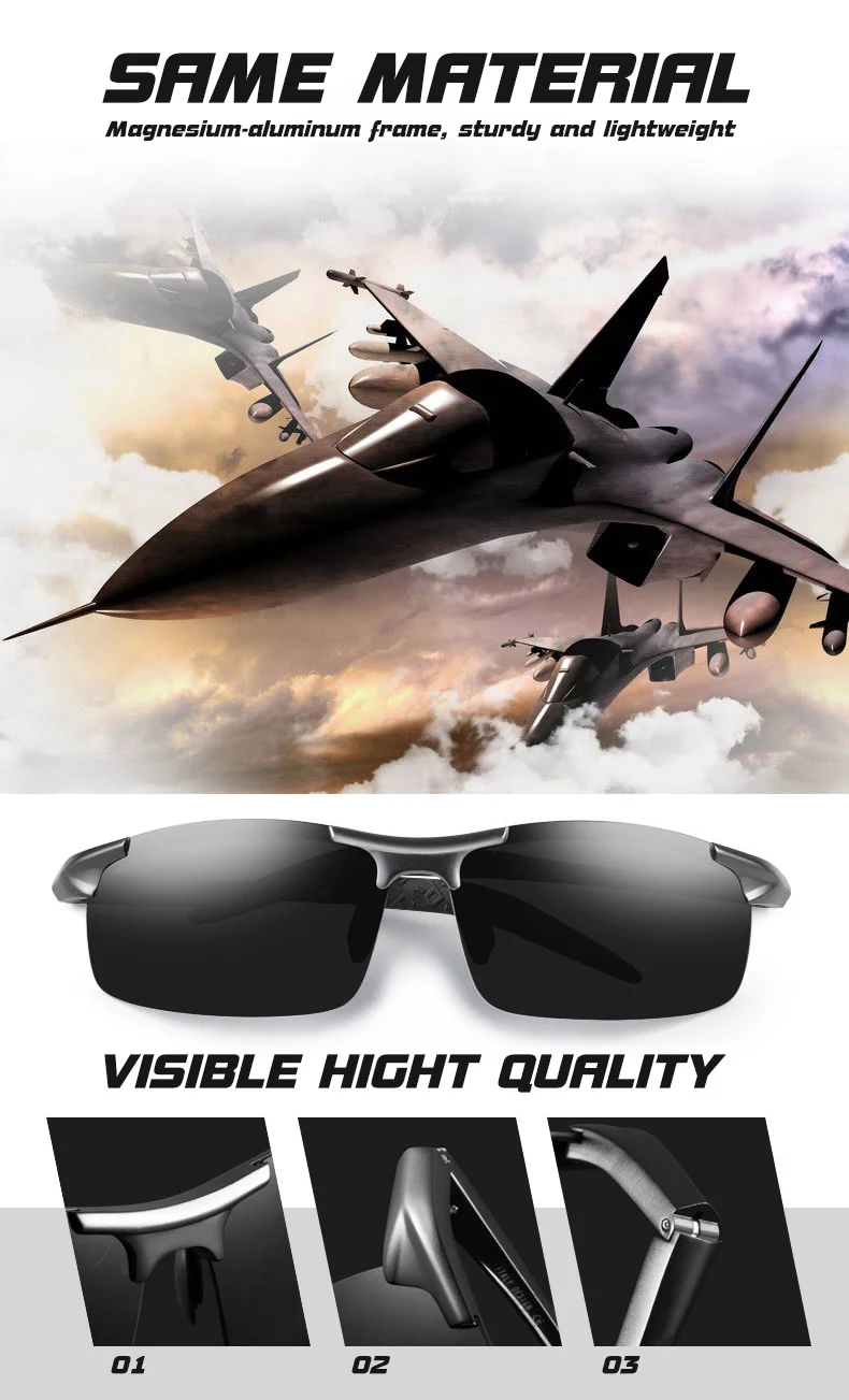 Aluminum Magnesium Men Polarized Sunglasses Aviation Driving Sun Glasses Male Sport Sunglasses lunette soleil homme oculos