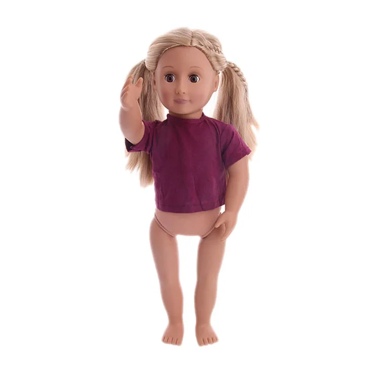 Doll Clothes T-shirt Solid Color For 16-18 Inch Doll & 43 cm Baby Doll & Nenuco,Our Generation,bebe Reborn,Toys For Girls