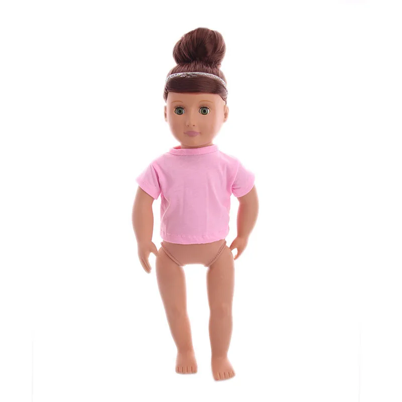 Doll Clothes T-shirt Solid Color For 16-18 Inch Doll & 43 cm Baby Doll & Nenuco,Our Generation,bebe Reborn,Toys For Girls