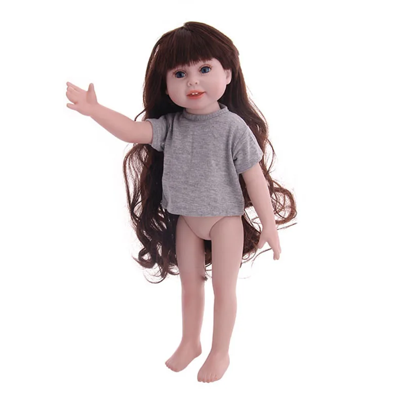 Doll Clothes T-shirt Solid Color For 16-18 Inch Doll & 43 cm Baby Doll & Nenuco,Our Generation,bebe Reborn,Toys For Girls