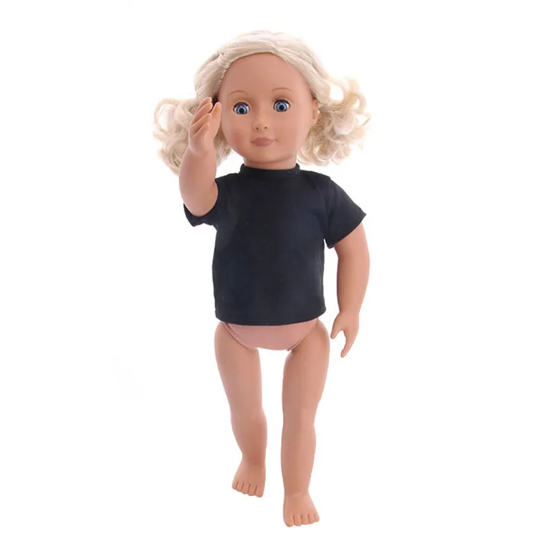 Doll Clothes T-shirt Solid Color For 16-18 Inch Doll & 43 cm Baby Doll & Nenuco,Our Generation,bebe Reborn,Toys For Girls