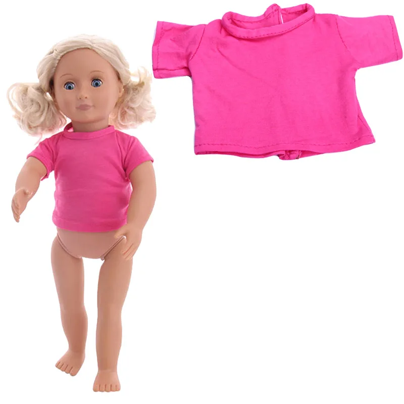 Doll Clothes T-shirt Solid Color For 16-18 Inch Doll & 43 cm Baby Doll & Nenuco,Our Generation,bebe Reborn,Toys For Girls