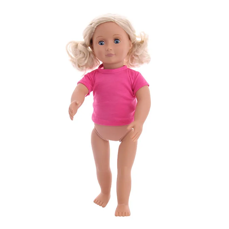 Doll Clothes T-shirt Solid Color For 16-18 Inch Doll & 43 cm Baby Doll & Nenuco,Our Generation,bebe Reborn,Toys For Girls