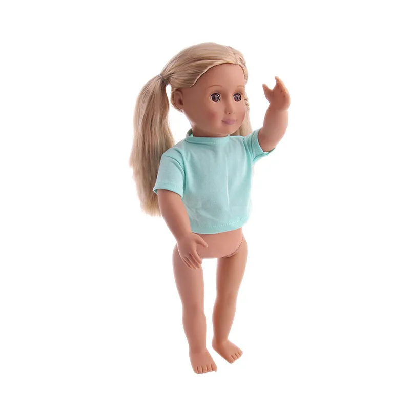 Doll Clothes T-shirt Solid Color For 16-18 Inch Doll & 43 cm Baby Doll & Nenuco,Our Generation,bebe Reborn,Toys For Girls