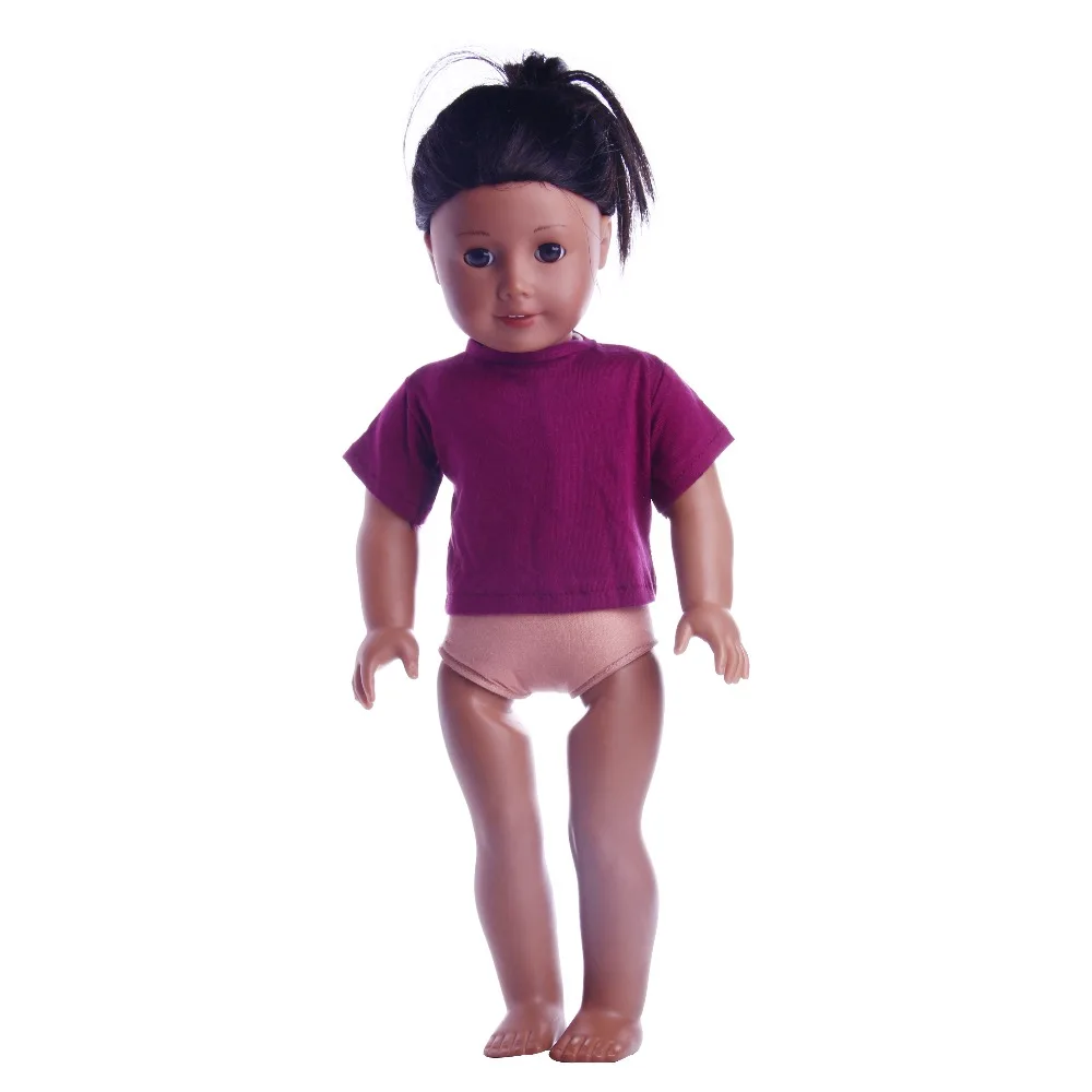 Doll Clothes T-shirt Solid Color For 16-18 Inch Doll & 43 cm Baby Doll & Nenuco,Our Generation,bebe Reborn,Toys For Girls