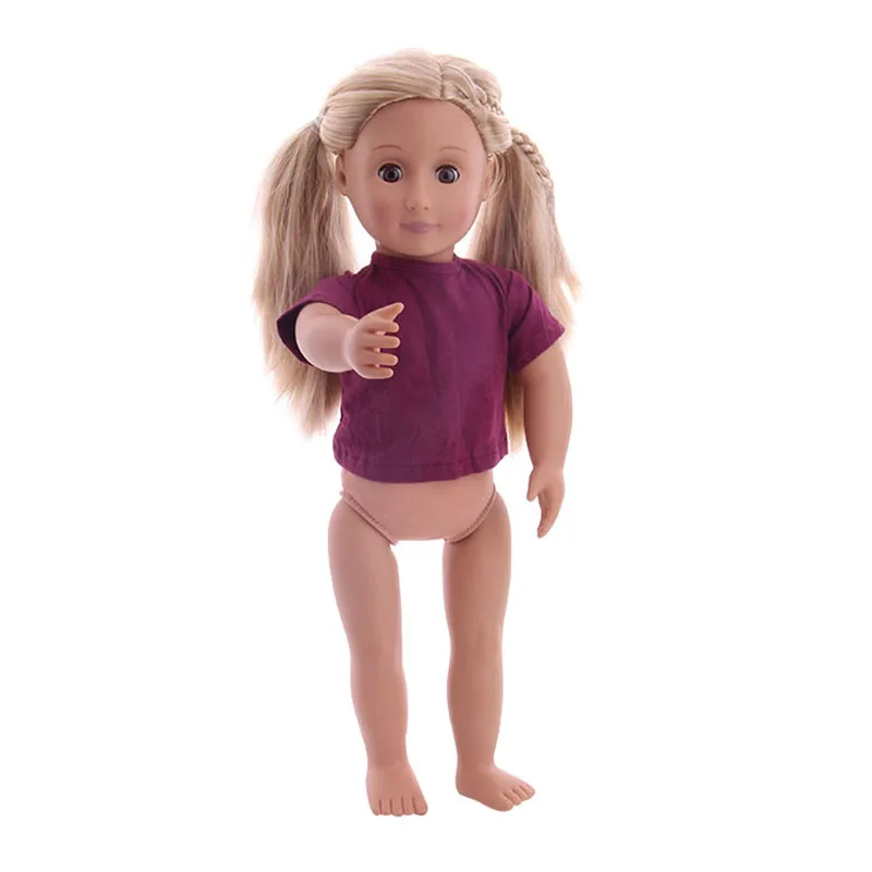 Doll Clothes T-shirt Solid Color For 16-18 Inch Doll & 43 cm Baby Doll & Nenuco,Our Generation,bebe Reborn,Toys For Girls