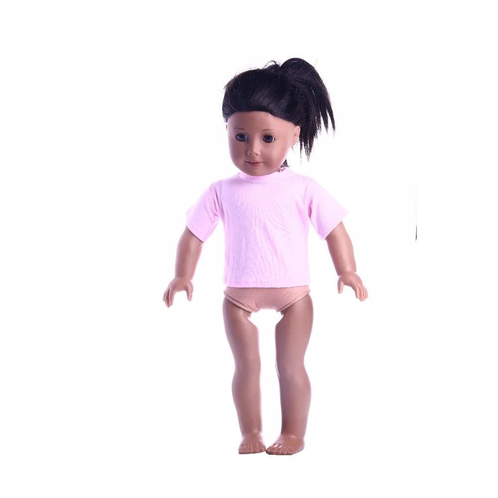 Doll Clothes T-shirt Solid Color For 16-18 Inch Doll & 43 cm Baby Doll & Nenuco,Our Generation,bebe Reborn,Toys For Girls