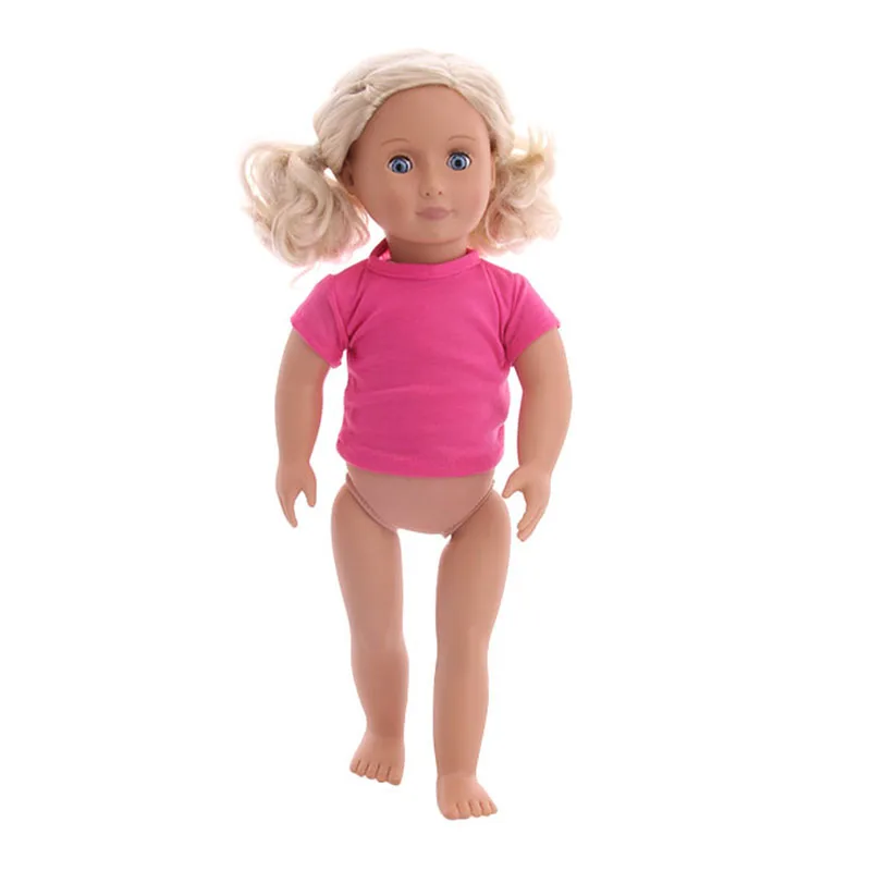 Doll Clothes T-shirt Solid Color For 16-18 Inch Doll & 43 cm Baby Doll & Nenuco,Our Generation,bebe Reborn,Toys For Girls