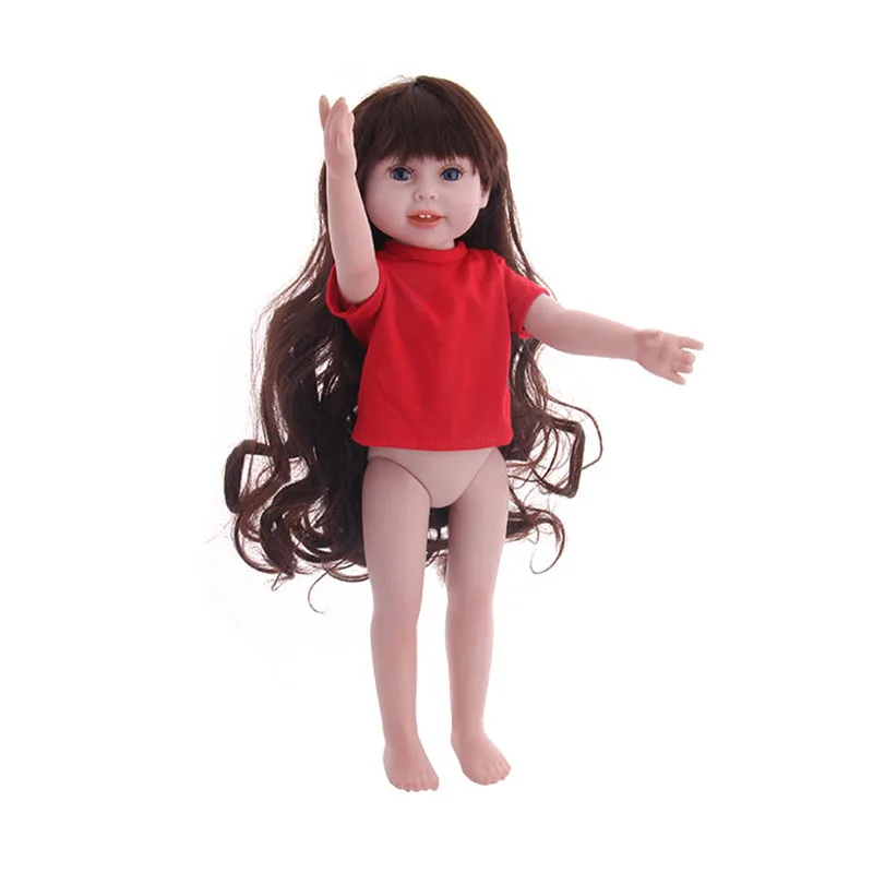 Doll Clothes T-shirt Solid Color For 16-18 Inch Doll & 43 cm Baby Doll & Nenuco,Our Generation,bebe Reborn,Toys For Girls