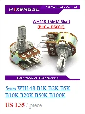 5 Sets WH148 1K 10K 20K 50K 100K 500K Ohm 15mm 3 Pin Linear Taper Rotary Potentiometer Resistor for Arduino with AG2 White cap