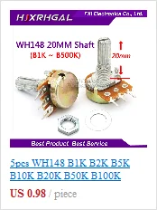 5 Sets WH148 1K 10K 20K 50K 100K 500K Ohm 15mm 3 Pin Linear Taper Rotary Potentiometer Resistor for Arduino with AG2 White cap