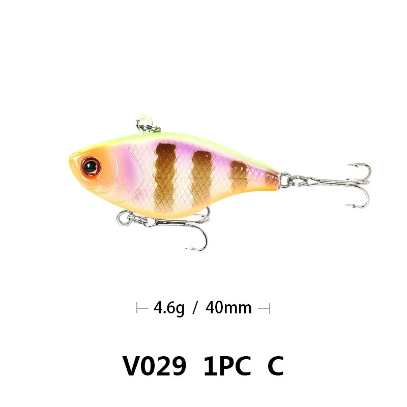 1PCS Hard VIB Lures Fishing Bait Treble Hooks Sinking Crankbait Wobber Fishing Tackle 4.6g 4cm