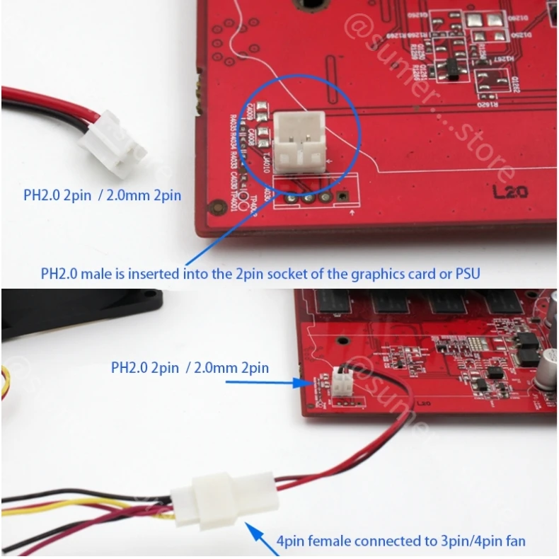 ARSYLID Conversion Cable 4pin 3pin to 2 Pin 2.5mm Adapter Fan for VGA Cooling Fan Power Supply Mini 2pin