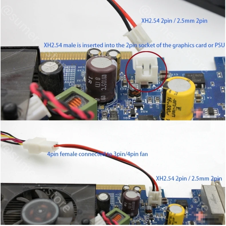 ARSYLID Conversion Cable 4pin 3pin to 2 Pin 2.5mm Adapter Fan for VGA Cooling Fan Power Supply Mini 2pin