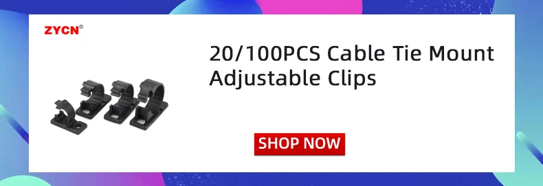 20/100PCS Cable Tie Mount Adjustable Clips Self Adhesive Strap Fix Holder Plastic Network Wire Power Cord Car Organizer Clamp