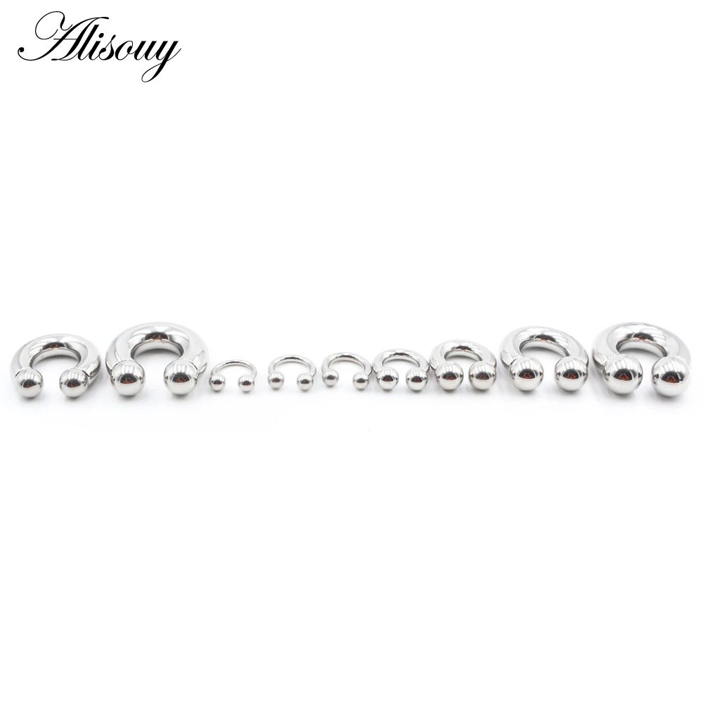 Alisouy 1pc Big Large Size Captive Bead Nose Ring Ear Plug Expander Guauge Male Genital BCR Hoop Earring Piercing Body Jewelry