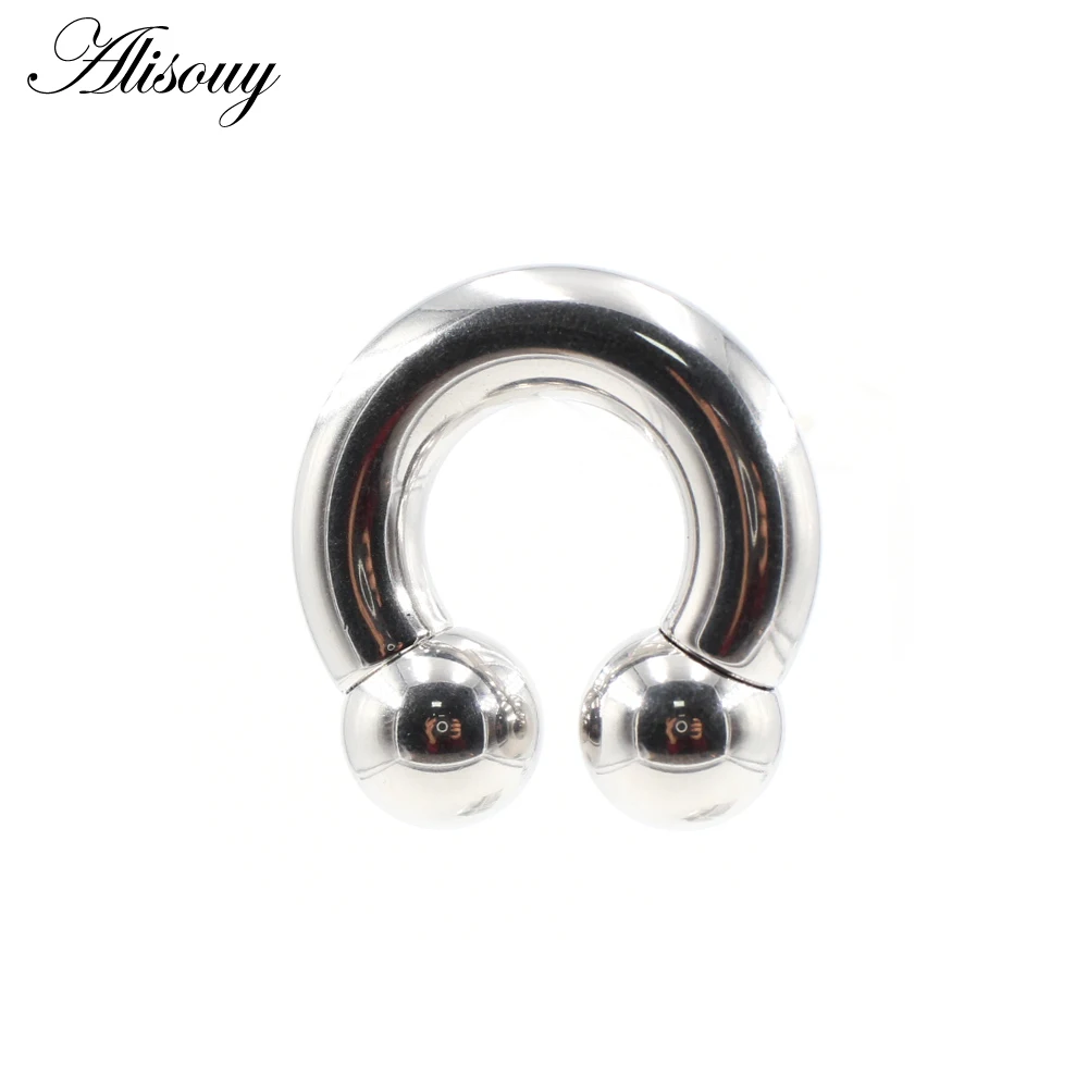 Alisouy 1pc Big Large Size Captive Bead Nose Ring Ear Plug Expander Guauge Male Genital BCR Hoop Earring Piercing Body Jewelry