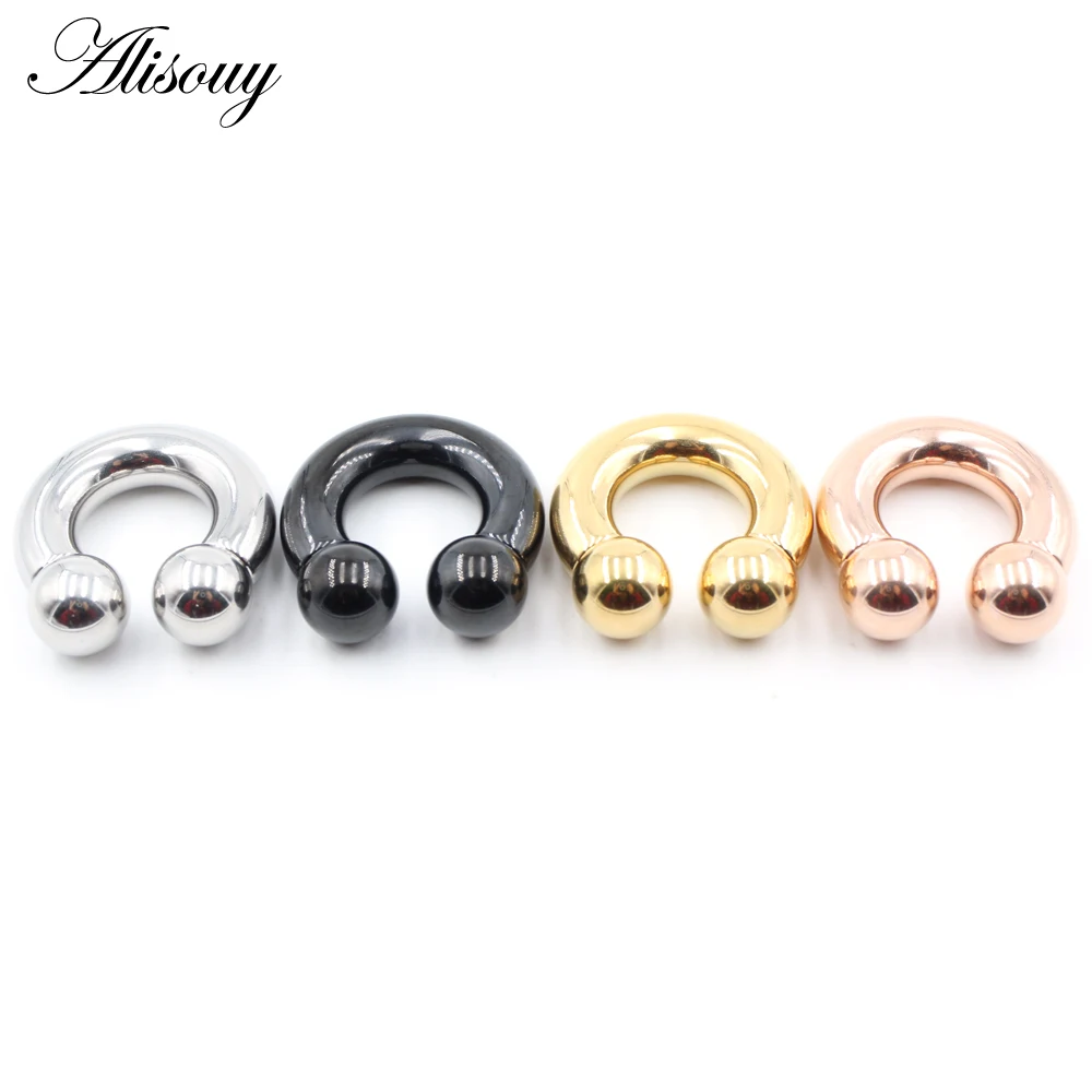 Alisouy 1pc Big Large Size Captive Bead Nose Ring Ear Plug Expander Guauge Male Genital BCR Hoop Earring Piercing Body Jewelry