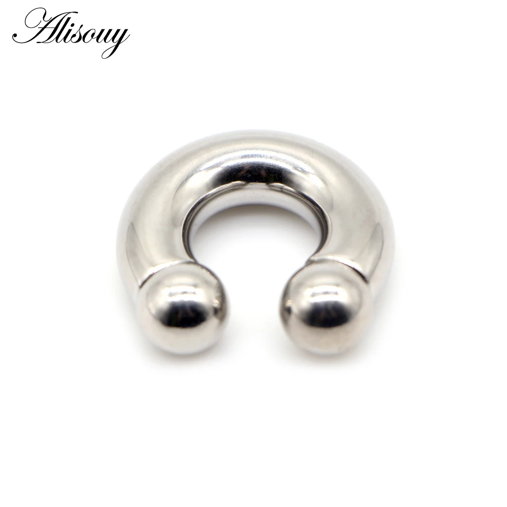 Alisouy 1pc Big Large Size Captive Bead Nose Ring Ear Plug Expander Guauge Male Genital BCR Hoop Earring Piercing Body Jewelry