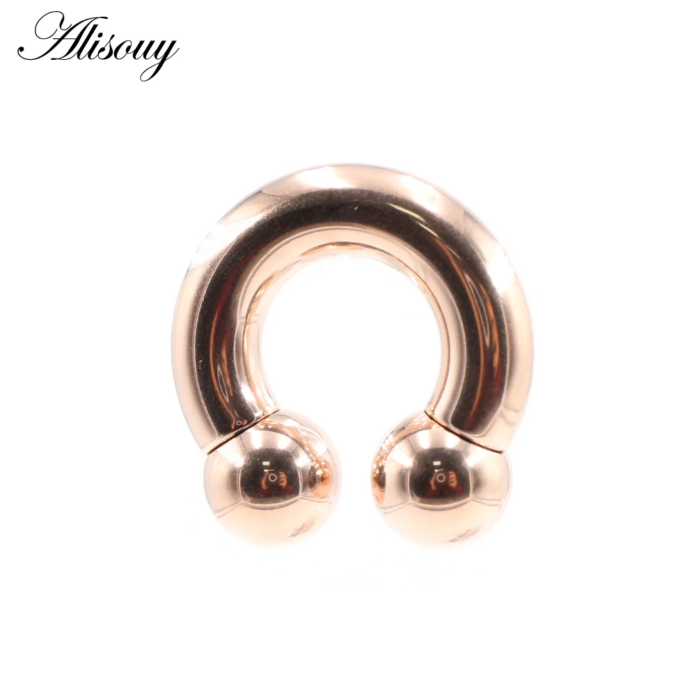 Alisouy 1pc Big Large Size Captive Bead Nose Ring Ear Plug Expander Guauge Male Genital BCR Hoop Earring Piercing Body Jewelry