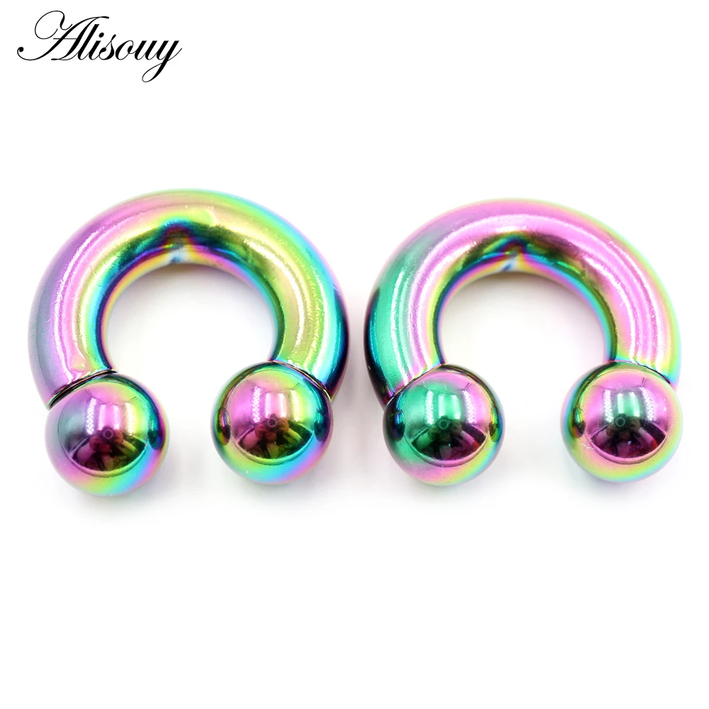 Alisouy 1pc Big Large Size Captive Bead Nose Ring Ear Plug Expander Guauge Male Genital BCR Hoop Earring Piercing Body Jewelry