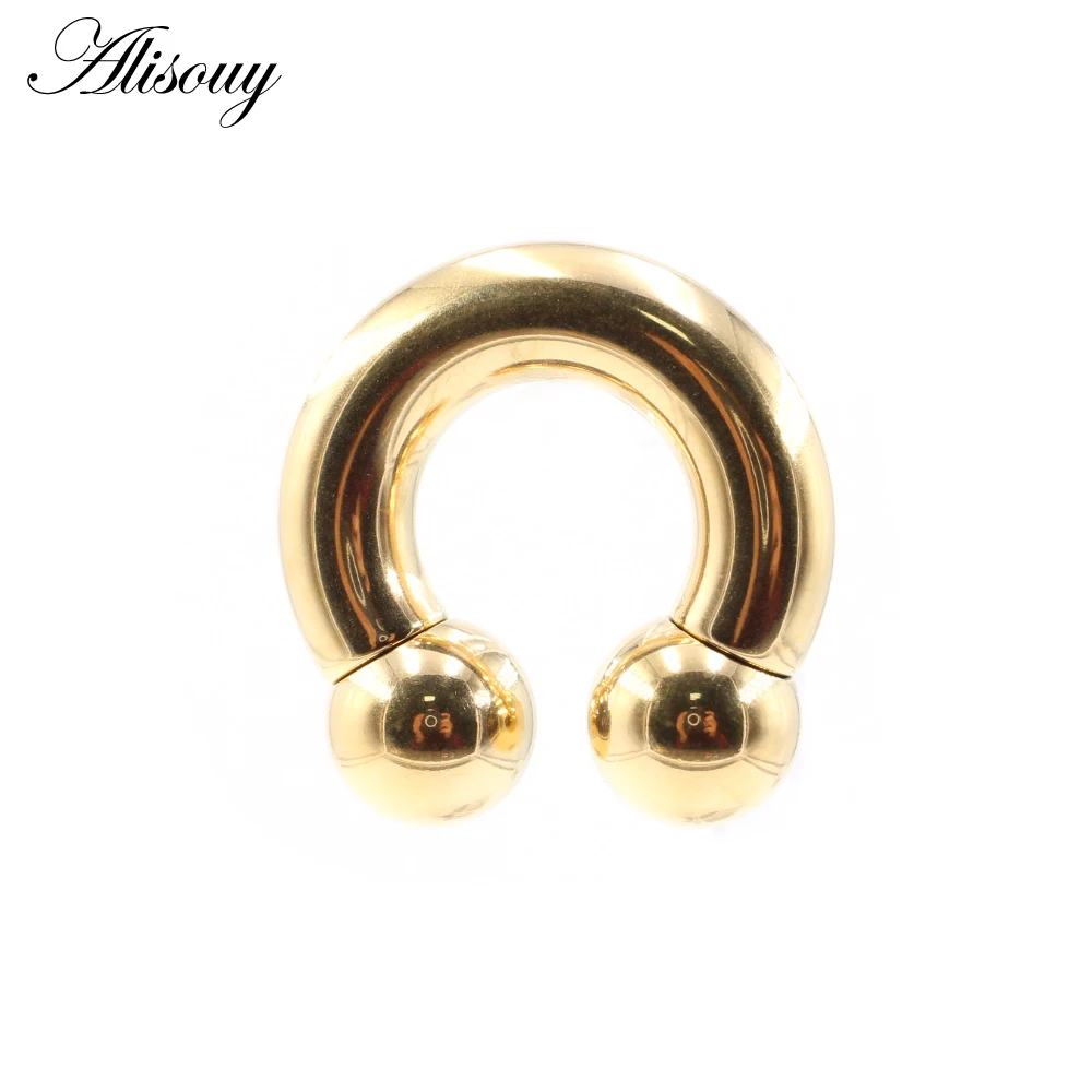 Alisouy 1pc Big Large Size Captive Bead Nose Ring Ear Plug Expander Guauge Male Genital BCR Hoop Earring Piercing Body Jewelry
