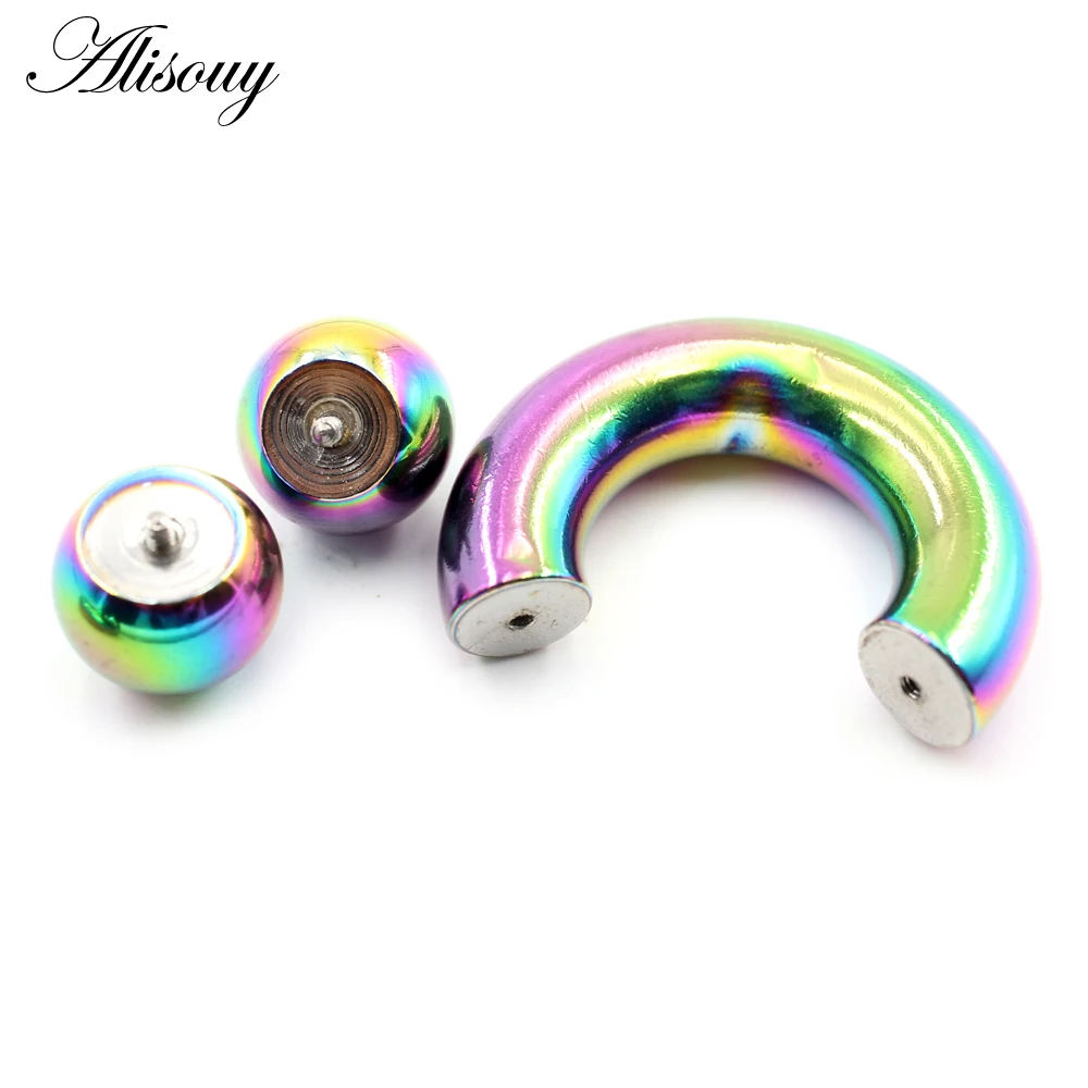 Alisouy 1pc Big Large Size Captive Bead Nose Ring Ear Plug Expander Guauge Male Genital BCR Hoop Earring Piercing Body Jewelry
