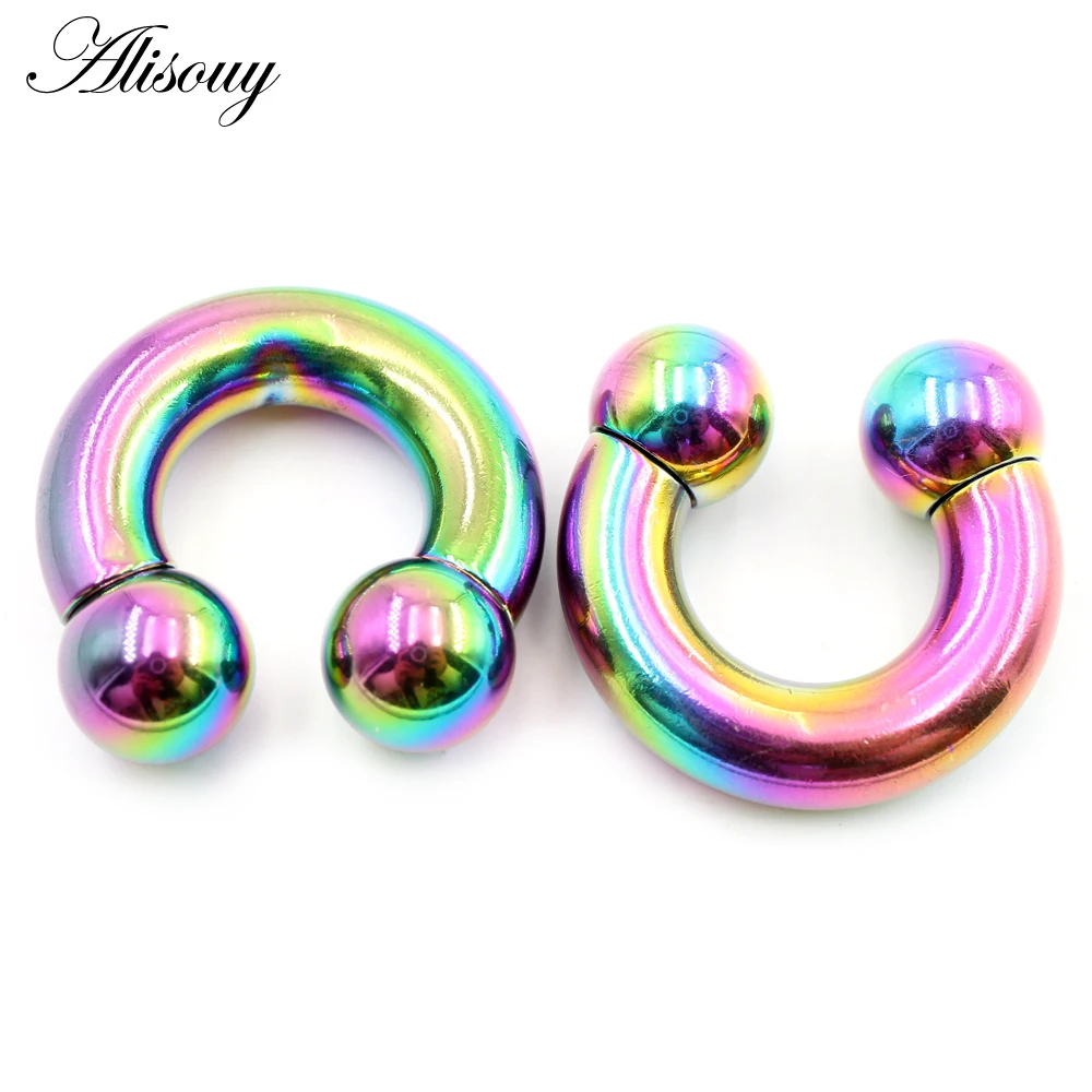 Alisouy 1pc Big Large Size Captive Bead Nose Ring Ear Plug Expander Guauge Male Genital BCR Hoop Earring Piercing Body Jewelry