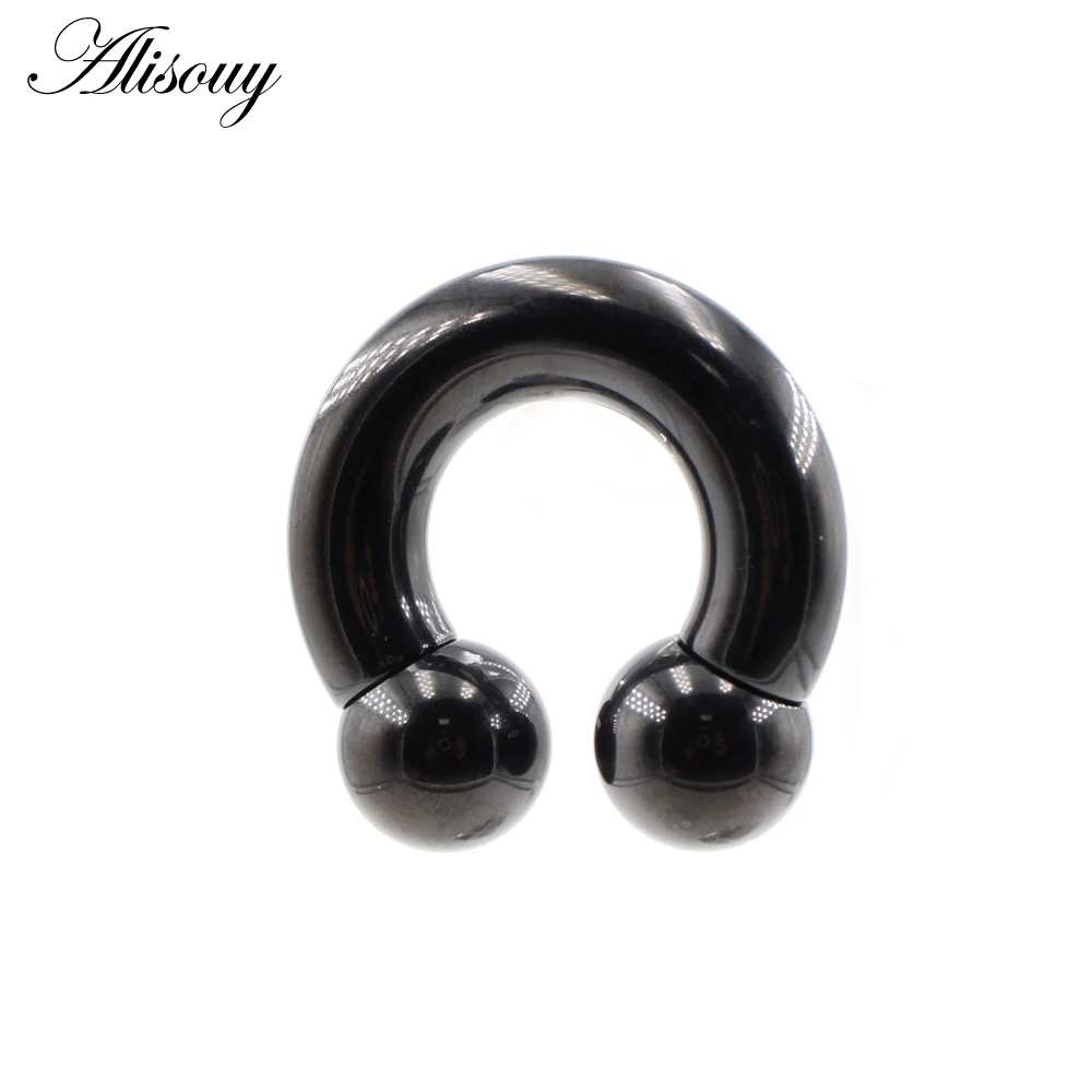 Alisouy 1pc Big Large Size Captive Bead Nose Ring Ear Plug Expander Guauge Male Genital BCR Hoop Earring Piercing Body Jewelry