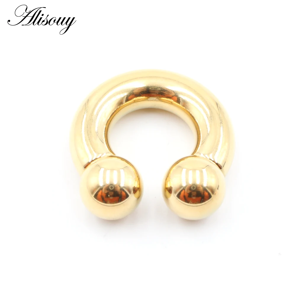 Alisouy 1pc Big Large Size Captive Bead Nose Ring Ear Plug Expander Guauge Male Genital BCR Hoop Earring Piercing Body Jewelry