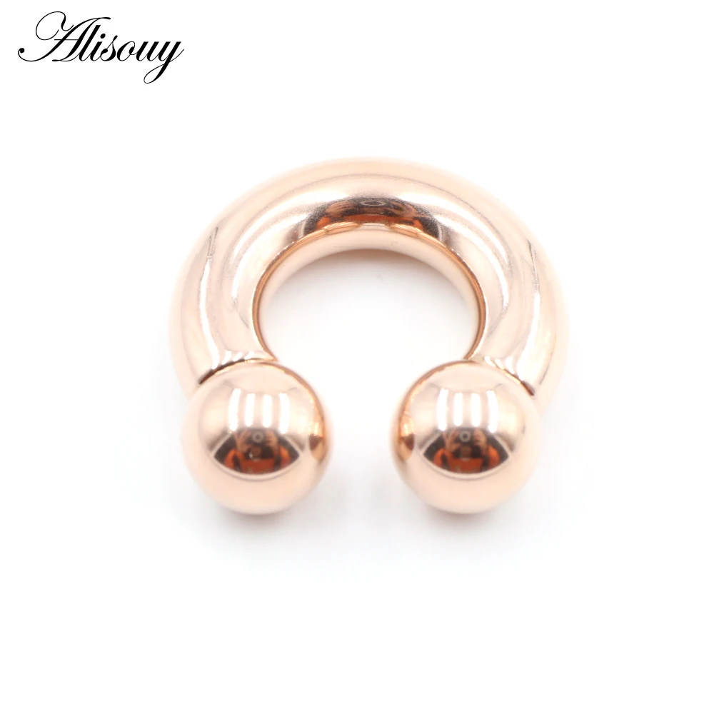 Alisouy 1pc Big Large Size Captive Bead Nose Ring Ear Plug Expander Guauge Male Genital BCR Hoop Earring Piercing Body Jewelry