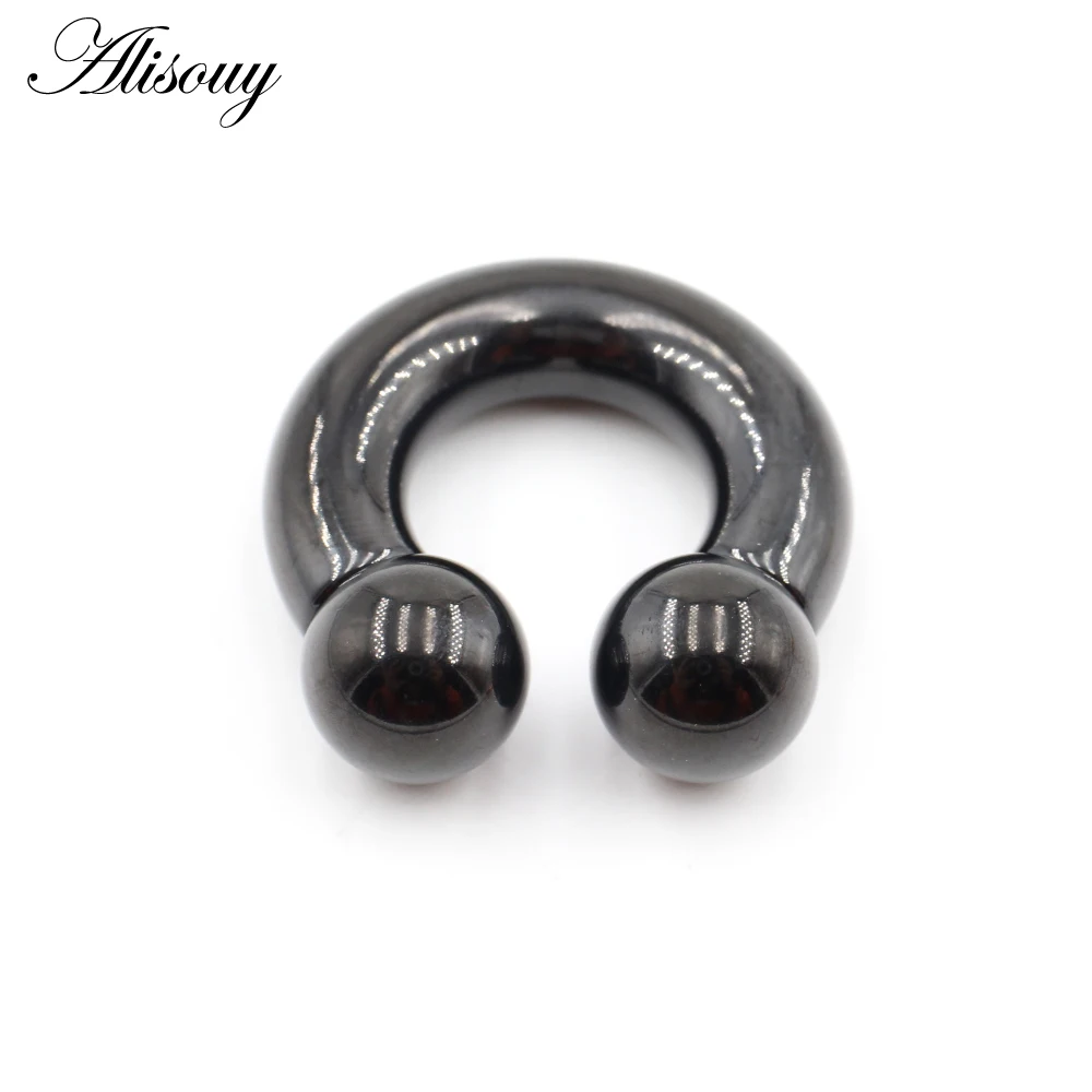 Alisouy 1pc Big Large Size Captive Bead Nose Ring Ear Plug Expander Guauge Male Genital BCR Hoop Earring Piercing Body Jewelry