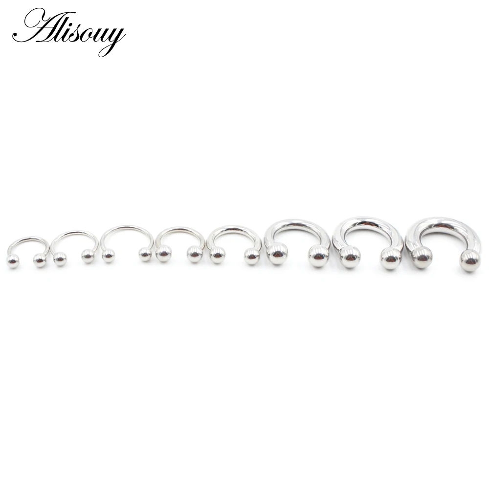 Alisouy 1pc Big Large Size Captive Bead Nose Ring Ear Plug Expander Guauge Male Genital BCR Hoop Earring Piercing Body Jewelry